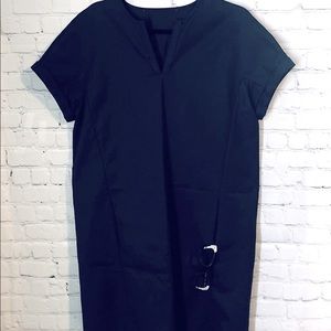 NWOT - Navy Stretch Cotton Poplin Shirtdress w/hidden pockets
